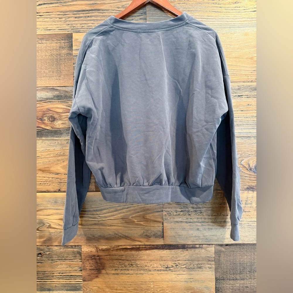 Bayse Soft Lined Button Down Charcoal Crewneck  Grey Sweater NWT - Picture 2 of 5